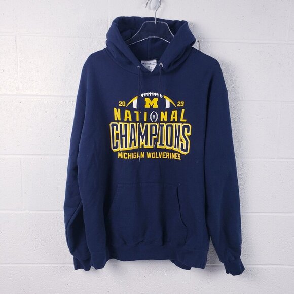 Champion Michigan Wolverines Men's XL Blue 2023 National Champion Sweatshirt - Picture 1 of 7